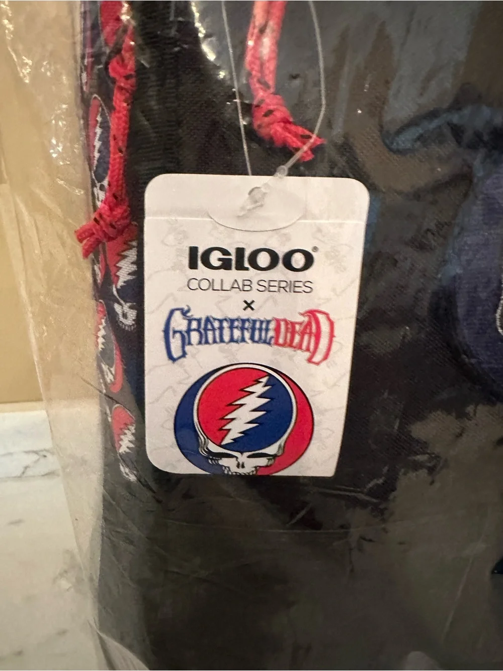 Igloo Black Backpack with Red and Blue Lightning Skull Patch